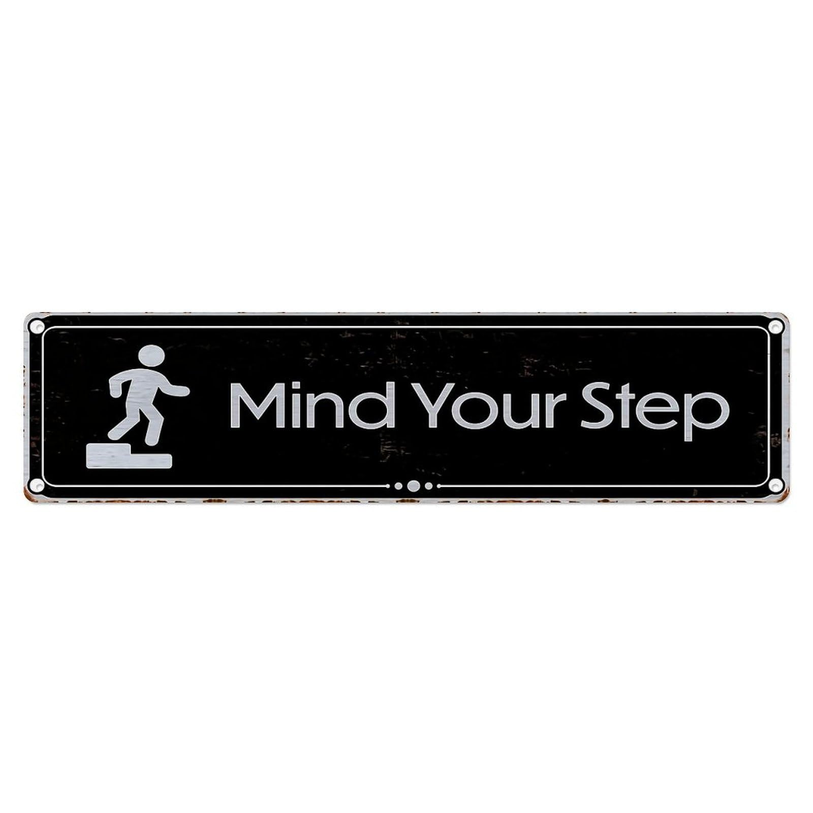 Jdyansheng Vintage Mind Your Step Warning Sign Tin Sign Metal Poster Metal Signs For Home Man Cave Bar Cafe Kitchen Laundry Room Wall Decorations 4X16 Inches