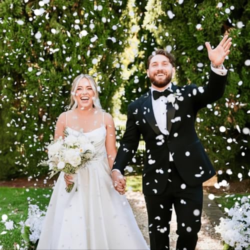 Water Soluble Rice Paper Wedding Confetti Circles – 20,000 Pieces Bulk Pack Biodegradable Confetti for Wedding Decorations, Table Decor, Flower Girl Toss, Send Off, Filler for Confetti Cannon