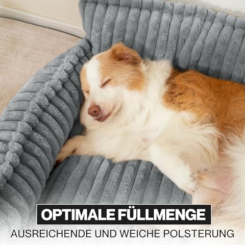 noviclass® Hundesofa Chaffar Hundebett | Orthopädische Matratze | Moderner Stil | Cord-Design Größen (Lichtgrau, XXL (140cm))