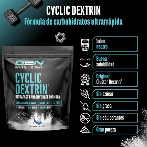 Miniatura 2 de Dextrina Cíclica Cluster Dextrin 1000 G - Hidratos De Carbono En Polvo De Primera Calidad - Dextrina Cíclica Altamente Ramificada - Polvo Energético Patentado Para Obtener Más Energía - Vegano