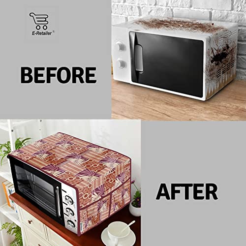 Image of PVC Waterproof 3-Layered Microwave Oven Top Cover With 4 Utility Pockets Suitable for Upto 30 Liter (Color- Maroon, Size-36x14 Inches Inches)