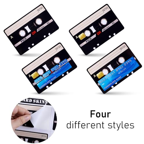 4PCS Credit Card Skin Set, Waterproof Debit Card Sticker Game Machine Theme Bank Card Sticker Skins - Black4