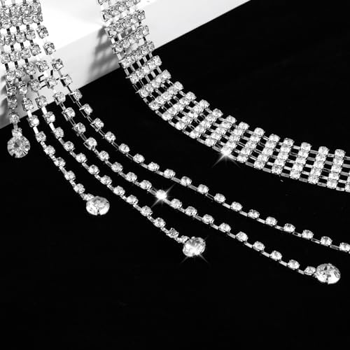 WERFORU Women Crystal Rhinestone Shiny Chain Waist Belt for Dress Party Club Sparkle Belt3