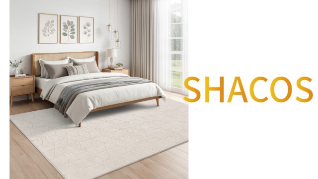 Tapete beige suave y esponjoso 5x7 ft geométrico antideslizante lavable miniatura 7