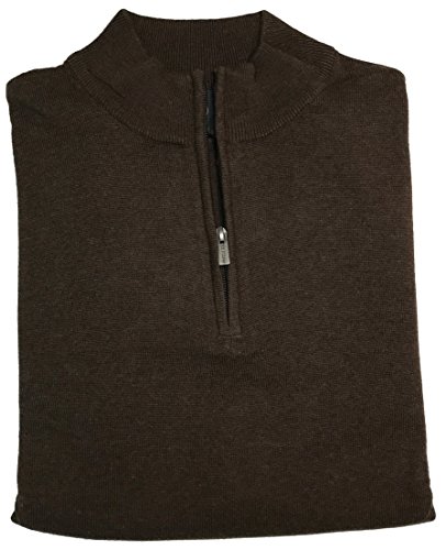 1/4 Zip Solid Sweater (X-Large, Brown Heather)