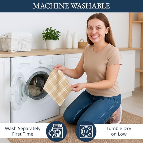 Image of LANE LINEN Dish Towels for Kitchen Cotton Soft & Absorbent 4 Pack - Beige