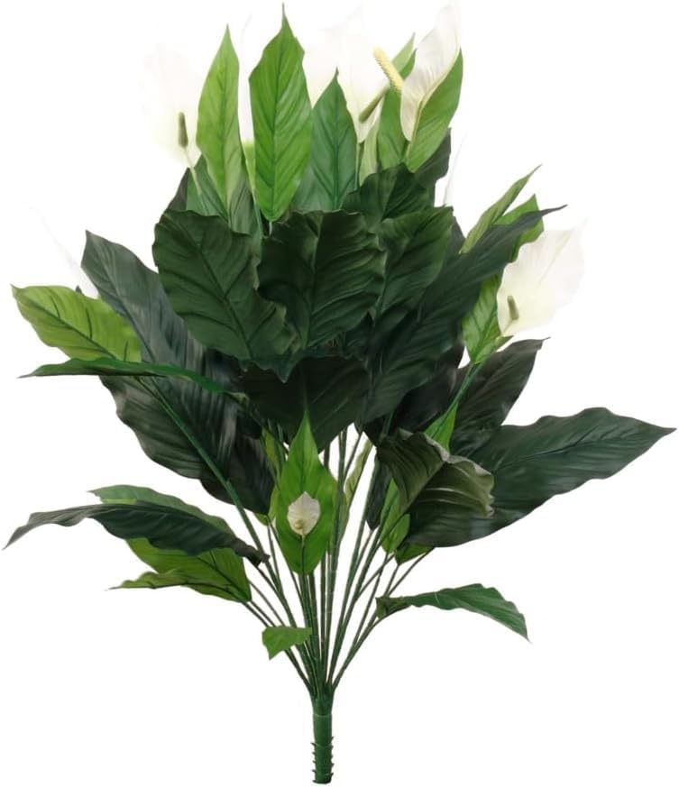 Larksilk 35' Artificial Peace Lily Plant – Tall Potted Faux Spathiphyllum for Home, Office, Sympathy Gifts & Low-Light Corners | Real-Touch White Peace Lily for Bedroom & Bathroom Decor