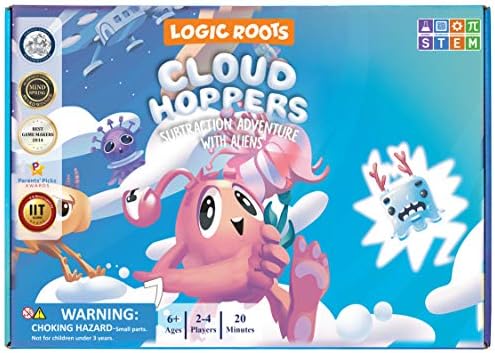 Logic Roots Cloud Hoppers Addition and Subtraction Game - Fun Math Board Game for 6 - 8 Year Olds, Easy to Play Educational Game for Kids at Home, ...