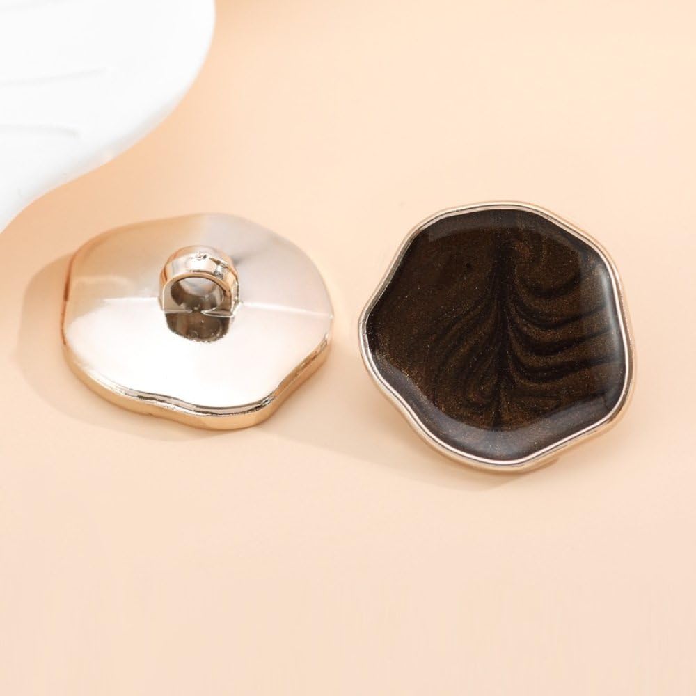 LIBERGA 20 Pcs Irregular Buttons with Shank, Plastic Sewing Button for Clothes, Cardigans, Coat, Craft Projects, Dark Brown, 25mm