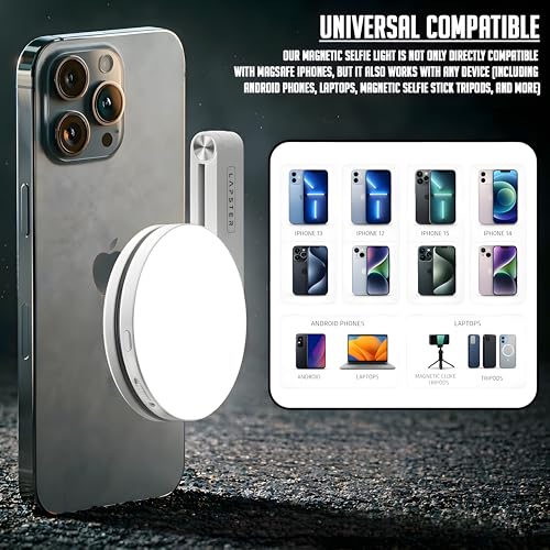 Image of Lapster Luma Nano Magnetic Selfie Ring Light with Makeup Mirror, 3 Color Modes, 360 Rotatable, Type-C Rechargeable, for Phone, Laptops, Tablets & Other Gadgets