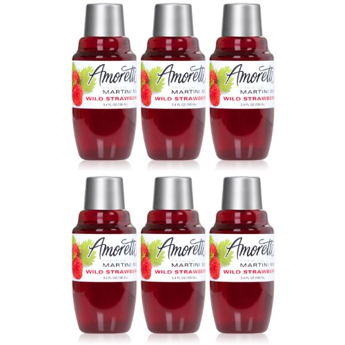 Amoretti Premium Martini Cocktail Mix Minis, Wild Strawberry, 3.4 Fluid Ounce