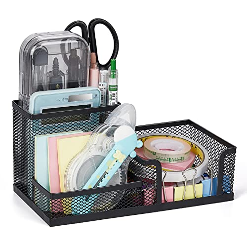 Sarsumir Organizador de escritorio, Portalápices de Malla Metálica Accesorio de Almacenamiento de Oficina para Notas Lapiceros Organizador Multifuncional para Oficina Escolar Hogar Cover