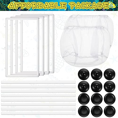 2 Pieces Fish Tank Breeder Net Big Breeding Fish Netting Fish Hatchery Breeder Box Separation Net Plastic Frame Breeder Box Fry Hatchery Incubator Mesh Fish Breeding Box With Suction Cup For Aquarium #TOP1