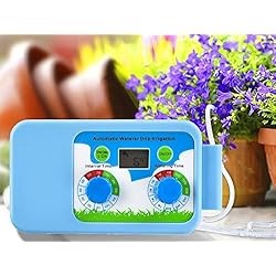Fregadero Gotea Por Abajo Sistema de Riego Automático con Temporizador Sistema de Riego de Jardín DIY Kit de Riego por Goteo Dispositivo de Riego Automático para Bancal de Flores, Terraza, Jardín o Plantas de Maceta (Azul)