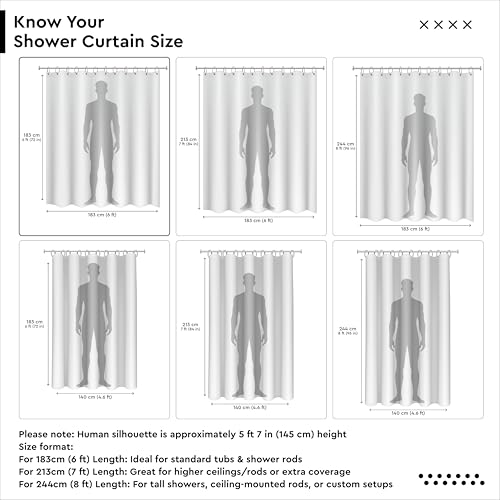 Image of Encasa XO Waterproof Shower Curtain for Bathroom 6 x 6 feet(183x183 cm), Anti-Fungal Polyester Washroom Curtain with 12 Hooks, Wet & Dry Partition Toilet Curtains Stripe Sage