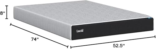 Miniatura 60 de LUCID - Colchón de espuma viscoelástica de 10 pulgadas, sensación media, infundido con carbón de bambú y gel, en caja, regula la temperatura, alivio