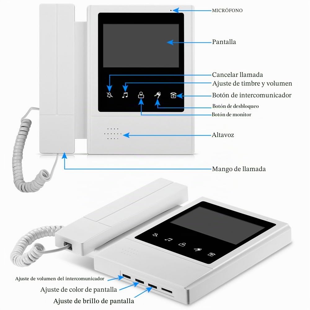 Kit de Sistema de Intercomunicación con Video de 4.3 ", Timbre de la Cámara de Acceso RFID + 3 Monitores Interiores para 3 Apartamentos/Hogar