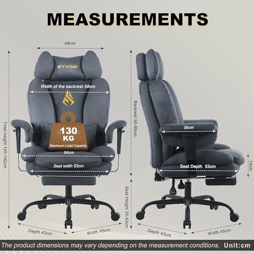 Image of Symino Gaming Chair with Footrest, Up /Down Armrests, Suede Fabric Ergonomic Office Chair, 155 Recline Computer Chair for Desk, Grey