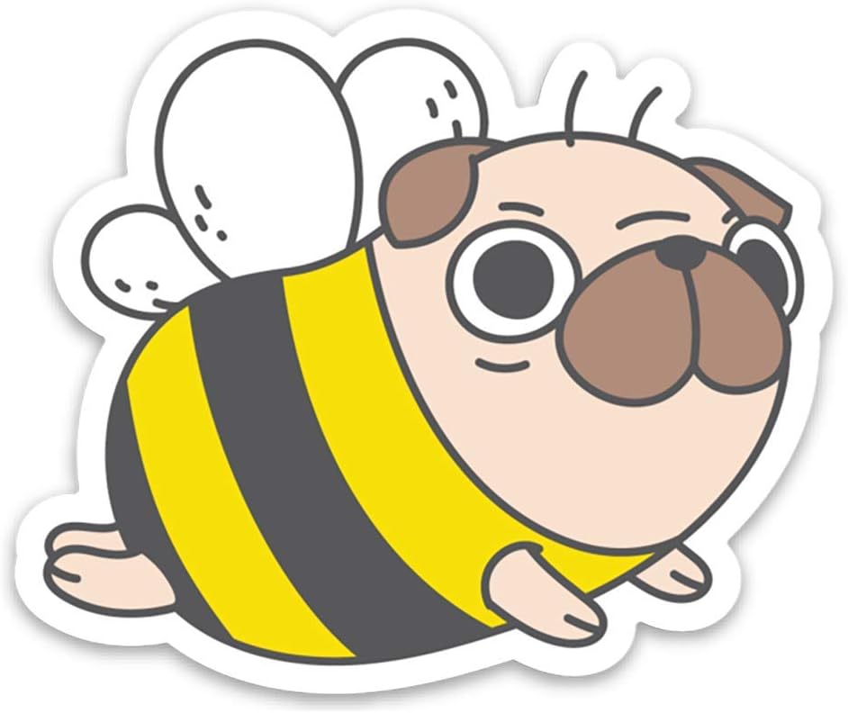 Pug Bee Pug Vinyl Sticker Laptop Sticker