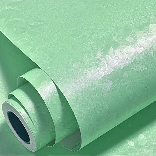 wolpin DIY Self Adhesive PVC Flower Rose Textured Wall Stickers Wallpaper (45 x 300 CM, Dragon Green) | Home Decoration for Living Room Hall Bedroom | Easy Peel & Stick Décor Paper