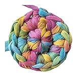 Clisil Colorful DIY T-Shirt Fabric Spaghetti Craft Material DIY Crochet Chunky Knit Rug Basket Pet Bed Yarn 180g
