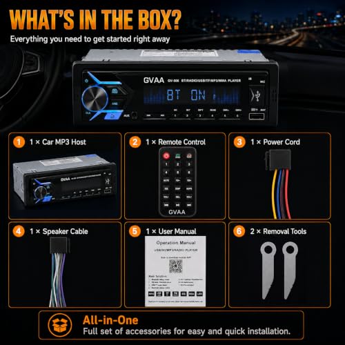 Image of AUTO SNAP Single DIN Car Stereo MP3 Player with USB, AUX, FM Radio, Bluetooth, Hands-Free Calling & Digital Display | Car Music System with Easy Controls with 506
