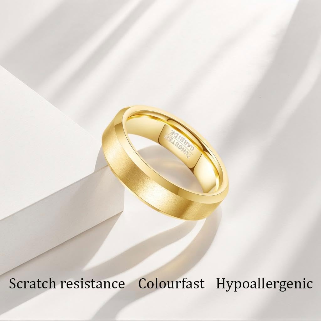 4mm 6mm 8mm Tungsten Carbide Wedding Band Ring For Men Women-Available in Black,Gold and Silver Matte Finish&Polished Beveled Edges Comfort Fit Size 5-12 - Image 6