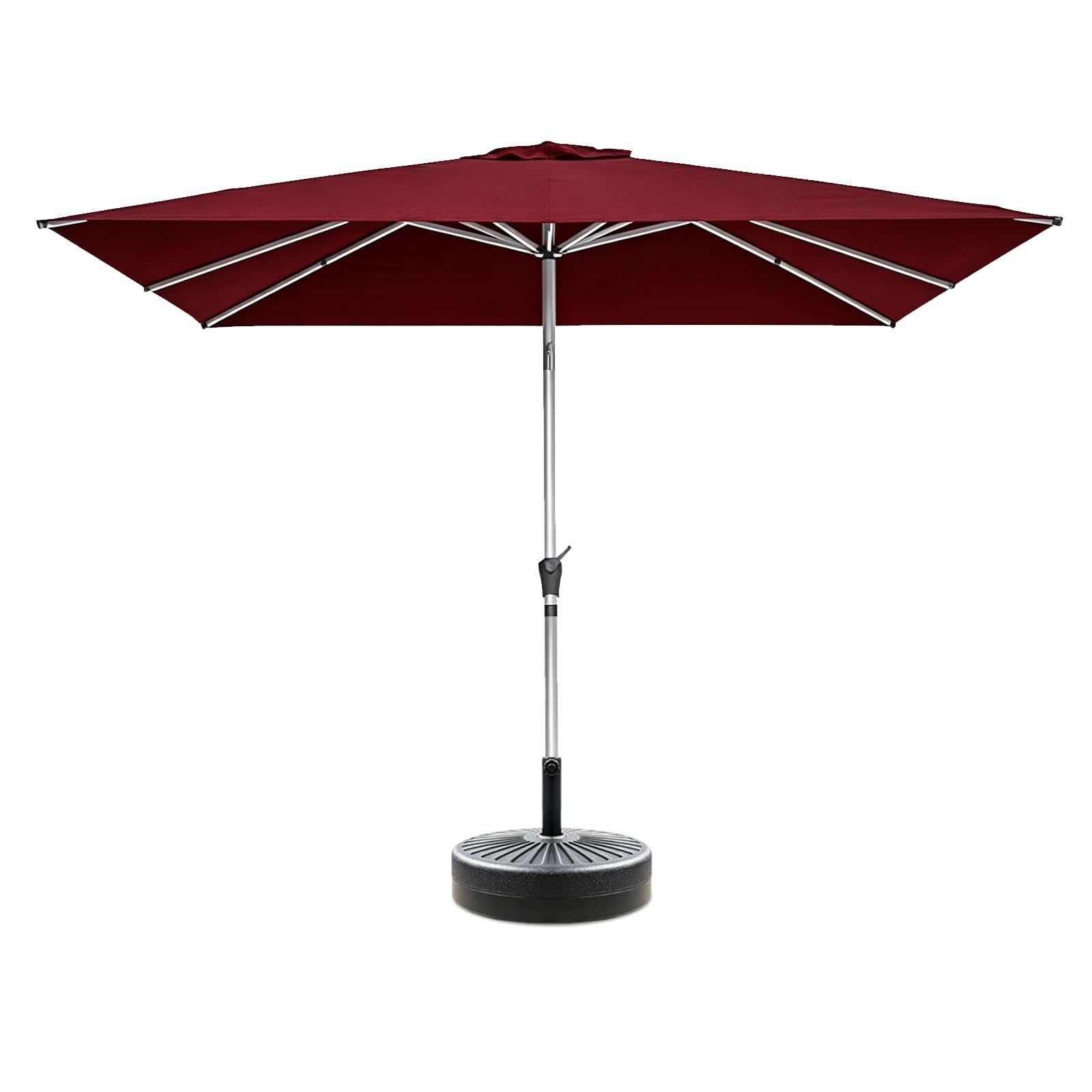 RANSENERS Sonnenschirm 250 x 250 cm, mit Schirmständer, 8 Streben, Beidseitig um 30° Knickbar, Kurbel öffnen & Schließen, UV50+, für Garten, Balkon, Terrasse, Cafe im Freien