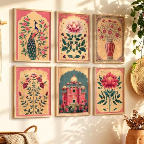 Image of kotart Traditional Indian Pichwai Wall Art Paintings with Frame for Home Decor - Framed Wall Painting for Living Room Bedroom Office Room Decor - Painting for Wall Decoration - (10x13 inch, F)
