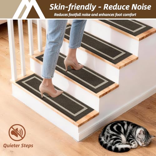COSY HOMEER Soft Stair Treads Non-Slip Carpet Mat 28inX9in,10pcs Brown by COSY HOMEER - Used condition - Image 4