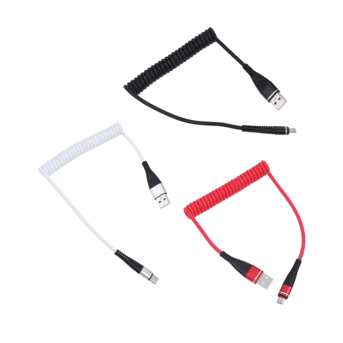 KOMBIUDA Red PU Telescopic Charging Cable for Mobile Phones, Portable USB image 3