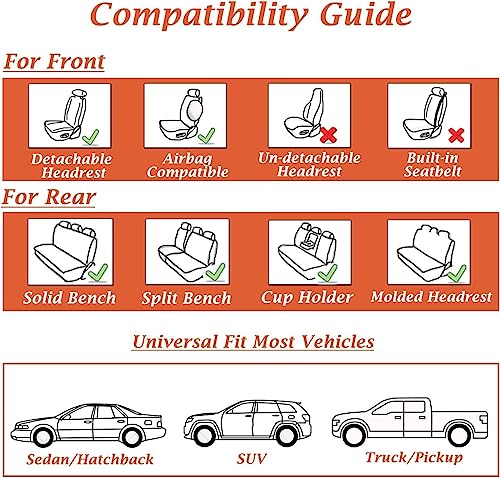 Coverado Seat Covers Full Set, Car Seat Covers Front Seat and Back Seat, Breathable Fabric&Leather Car Seat Protectors, Universal Seat Covers for Cars, Compatible with Most Cars (Green, FullSet) by Coverado - Used condition - Image 8