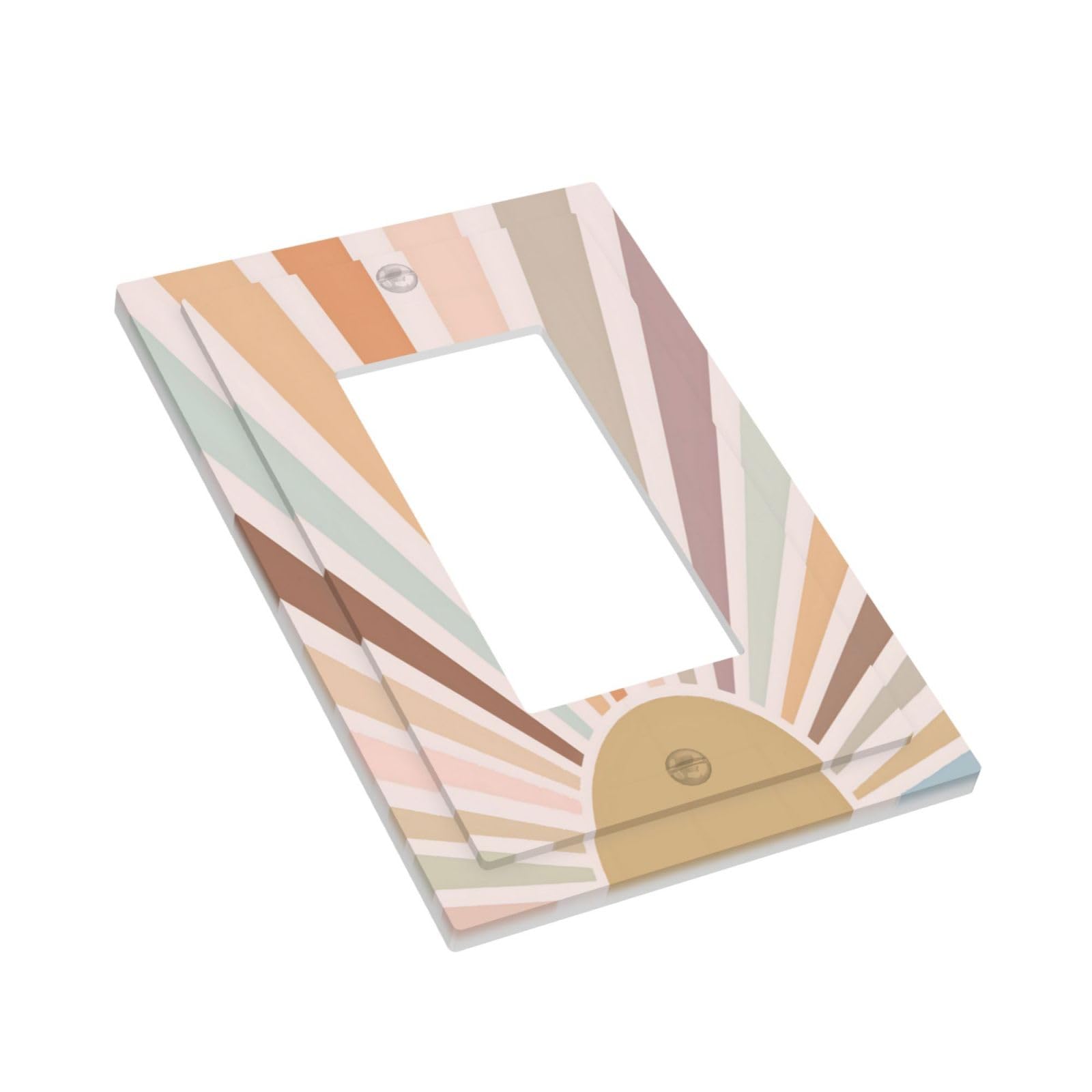 Copertura decorativa per interruttore della luce, stile bohémien, con sole, arcobaleno, retrò, arte astratta, alba e tramonto, 1 banda, per camera dei bambini, decorazione per camera da letto