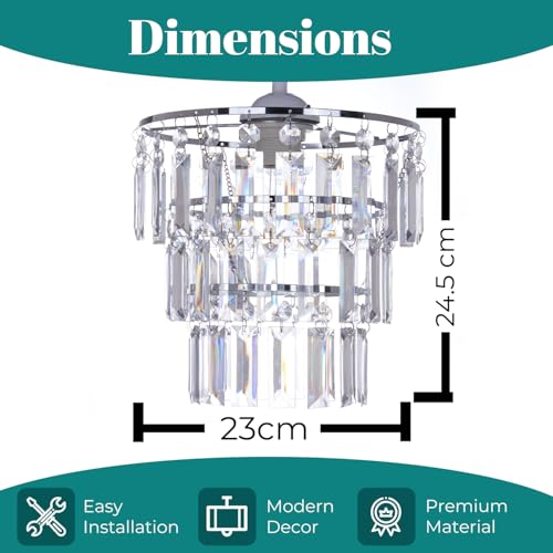 GIGGI 3-Tier Chrome Lamp Shade Crystal Chandelier, Lampshades for Ceiling Lights, Table & Floor Lamps, Pendant Light Shade Ceiling for Living Room, Bedroom, Kitchen, Hallway, Home Décor - Cosy Home Interiors GIGGI 3-Tier Chrome Lamp Shade Crystal Chandelier, Lampshades for Ceiling Lights, Table & Floor Lamps, Pendant Light Shade Ceiling for Living Room, Bedroom, Kitchen, Hallway, Home Décor - Image 5