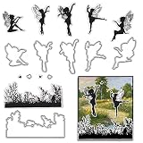 Spring Fairy Cutting Dies and Clear Stamps Butterfly Elves Clear Stamps and Die Cuts for Card Making, Flower Embossing Stencil Template Tool for DIY Scrapbooking Photo Album Card Craft Decoration
