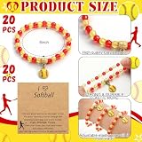 Tondiamo 20 Pcs Softball Bracelets, Sport Team Gifts Bulk Adjustable Bead Bracelets with Charm Team Jewelry Stuff Accessories for Players Coaches End of Season Gifts(Softball)