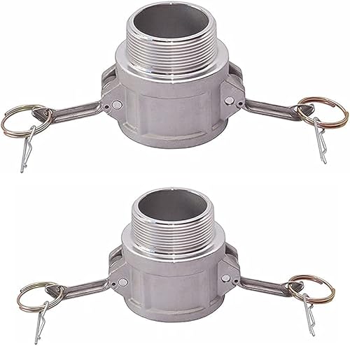 Miniatura 15 de 2 piezas de accesorios de bloqueo de leva de aluminio (1-1/2 pulgada Parte B) accesorios de manguera de ranura de leva, adaptador macho hembra NPT