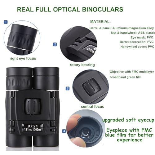 Binoculares compactos 8x21 para adultos y jóvenes miniatura 2