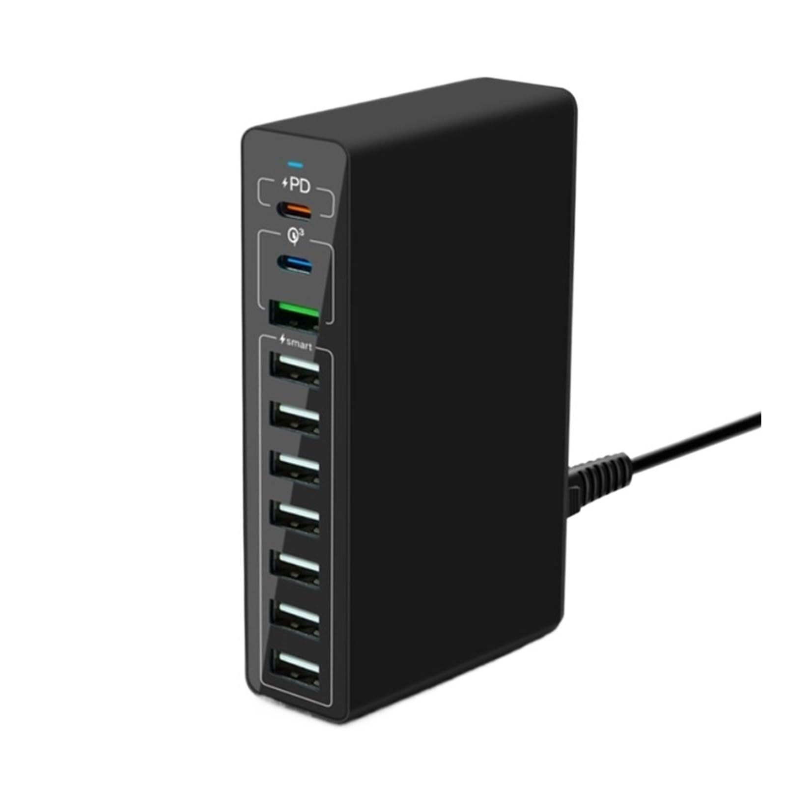 Estación de Carga USB Estación De Carga USB Multipuerto 65W Concentrador De 10 Puertos Adaptador De Corriente De Pared De Carga Rápida(Size:65W Black)