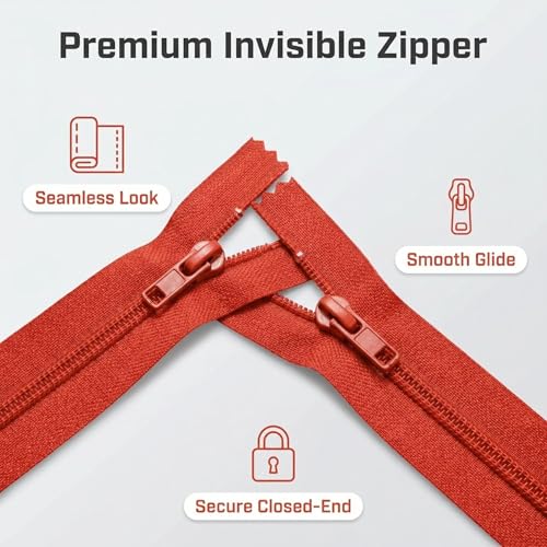 Image of Sawoake 2PCS #5 19 Inch Sdparating Jacket Zippers for Sewing Coats Jacket Zipper Red Molded Plastic Zippers Bulk Tailor DIY Sewing Tools for Garment /Bags /Home Textile