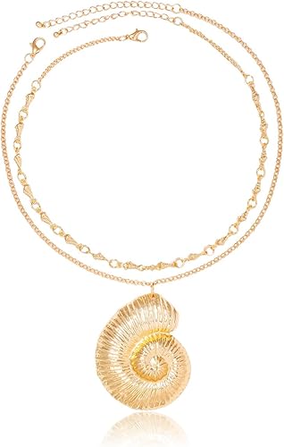 Layered Conch Shell Necklace Gold Shell Seashell Necklace Choker Necklaces Jewelry Witch Necklace for Women Halloween Adjustable Y Lariat Necklace