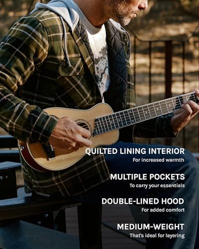 INTO THE AM Ridgeview Flannel Jacket for Men S-4XL Plaid Hooded Quilt Lining Insulated Shirt Jacket Coat4