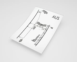 MG Global Modern Poster of Austin Bergstrom Airport Aus | 11x17 12x18 16x24 24x36 Minimal Unframed Print | Minimalism Wall Art Gift | Minimalist Home Office Decor