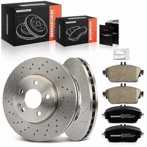 Frankberg Brake Kit incl. 2x Brake Disc + 4x Brake Pad Front Compatible with B-Class W242 W246 GLA-Class X156 A-Class W176 Replace# 0084200620, 0064208520