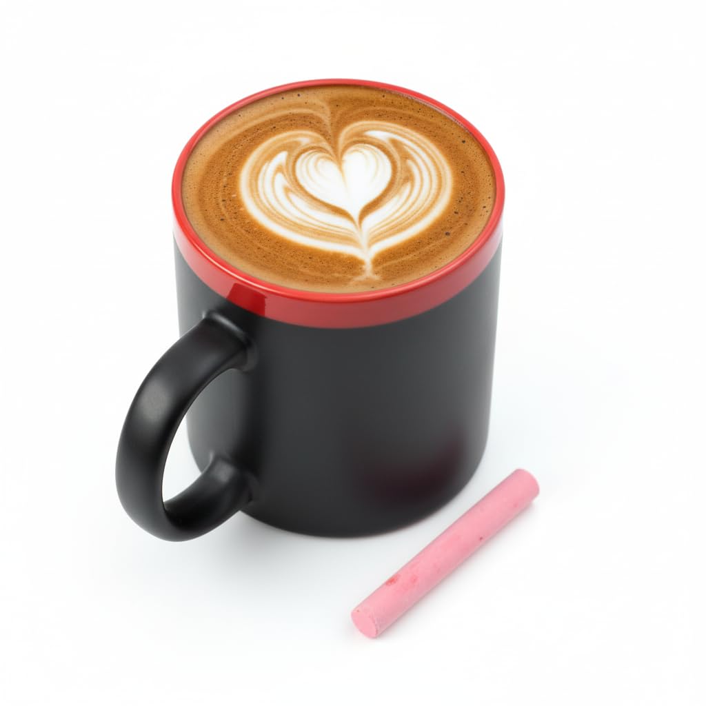 Set da 4 Tazze in Ceramica con Lavagna e Gessetti | Tazze da Caffè o Tè per Scrivere Messaggi Originali | Regalo Divertente per Amici, Famiglia e Bambini | Perfetto per Disegnare