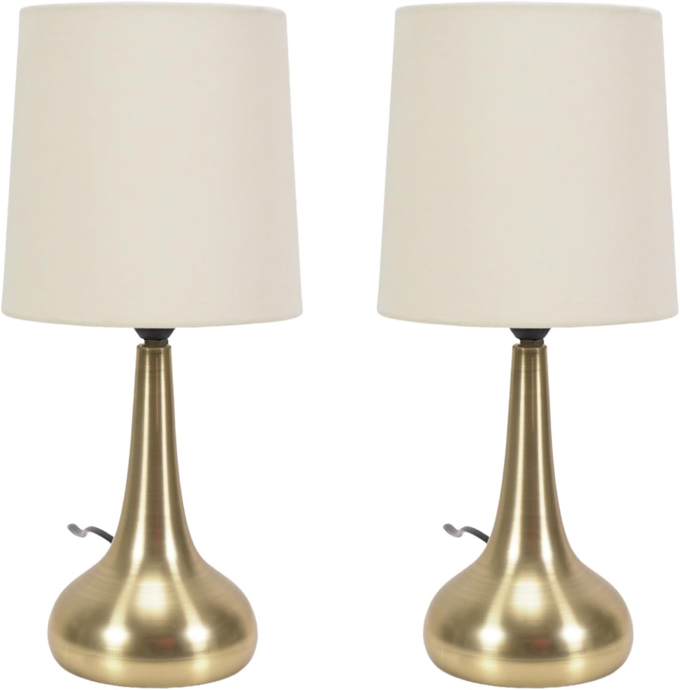 Sponsored Ad – Pair Brushed Gold Teardrop Touch Dimmer Table Lamps with Cream Shade | Table Lamps, Home Décor & Improvement Essential