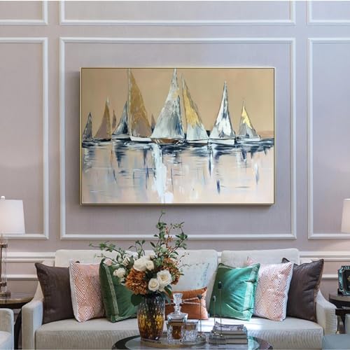 Affiche d'art de paysage marin abstrait or pour illuminer un mur de salon contemporain
