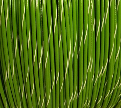 12 AWG Spiral Stripe Tracer Marine Primary Wire, Green with White Stripe, 100 Feet