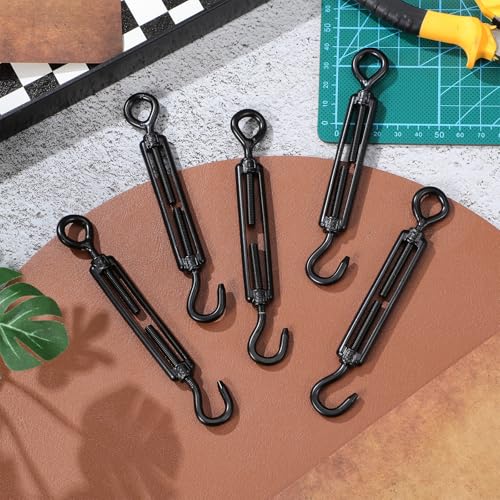 Beaupretty 5pcs Tensores de Cable de Acero Inoxidable 304 Negro Electrofóresis M5 Ajustables para Cuerda y Cable miniatura 5