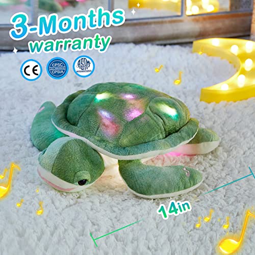 Glow Guards 14'' Light Up Musical Sea Turtle Stuffed Animal Ocean Life Soft Plush Toy Pillow With Lullabies Led Night Lights Singing Children's Day Birthday Gifts For Toddler Kids #TOP3